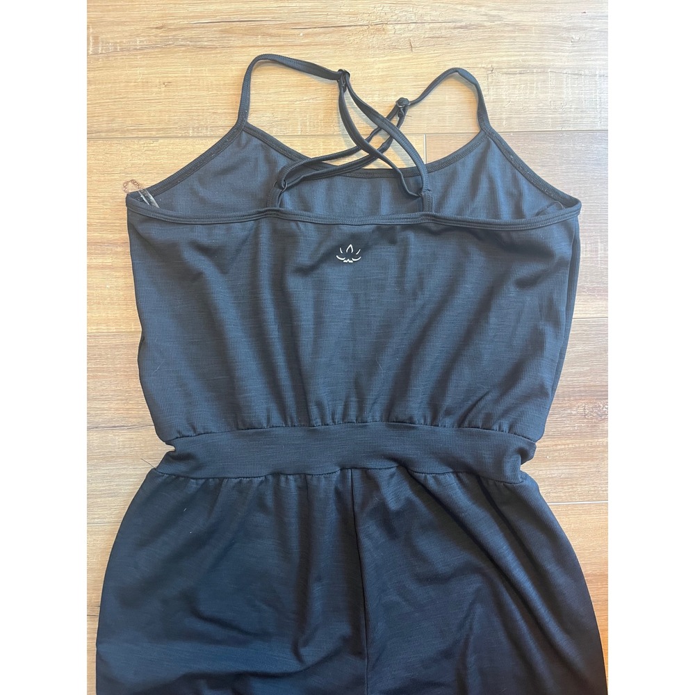 Beyond Yoga Lounge Around Black Ribbed Adjustable Strap Jogger Jumpsuit Size M - Picture 11 of 13